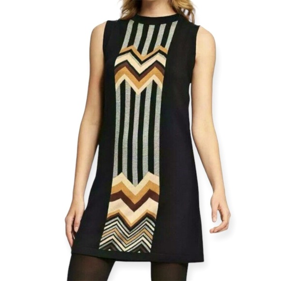 Missoni Dresses & Skirts - MISSONI x TARGET Zigzag Chevron Stripe Knit Sleeveless Shift Dress Black M NWT